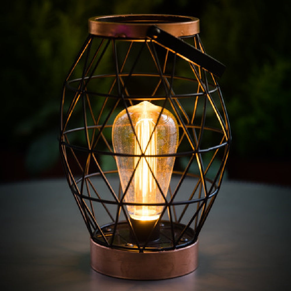 Industrial Chic Geo Battery Powered Table Lantern