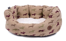 Load image into Gallery viewer, Country Dog Print Oval Dog Bed