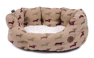 Country Dog Print Oval Dog Bed