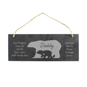 Personalised Bear Slate Hanging Sign