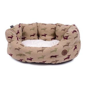 Country Dog Print Oval Dog Bed