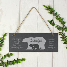 Load image into Gallery viewer, Personalised Bear Slate Hanging Sign