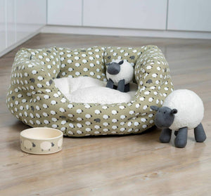 Sheep Print Oval Dog Bed