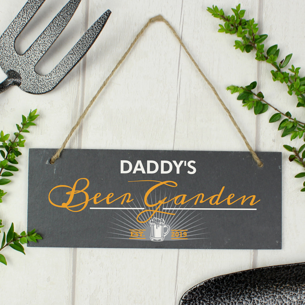 Personalised Beer Garden Slate Hanging Sign