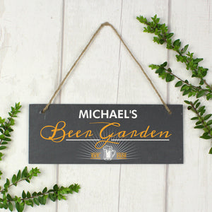 Personalised Beer Garden Slate Hanging Sign