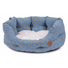 Load image into Gallery viewer, Blue Multispot Oval Dog Bed