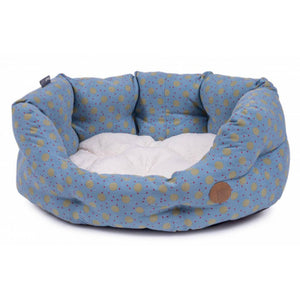 Blue Multispot Oval Dog Bed