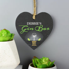 Load image into Gallery viewer, Personalised Gin Bar Slate Heart Hanging Decoration