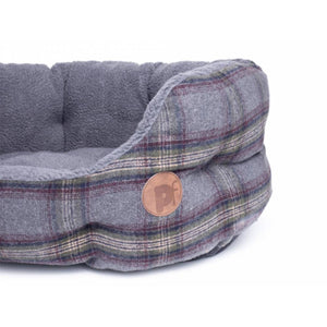 Grey Tweed Oval Dog Bed