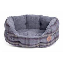 Load image into Gallery viewer, Grey Tweed Oval Dog Bed