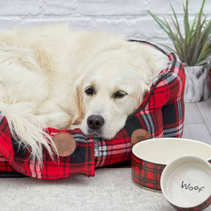 Highland Red Tartan Oval Dog Bed