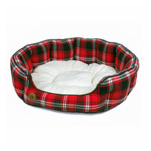 Load image into Gallery viewer, Highland Red Tartan Oval Dog Bed