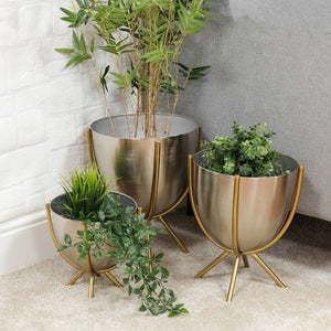 Nickel And Gold Planter Set