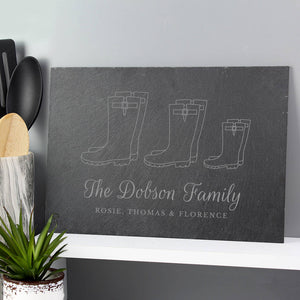 Personalised Welly Boot Family Slate Board