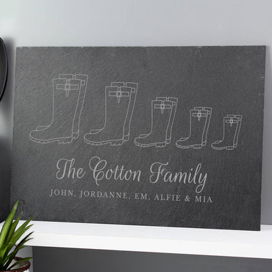 Personalised Welly Boot Family Slate Board