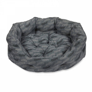 Feather Print Oval Dog Bed