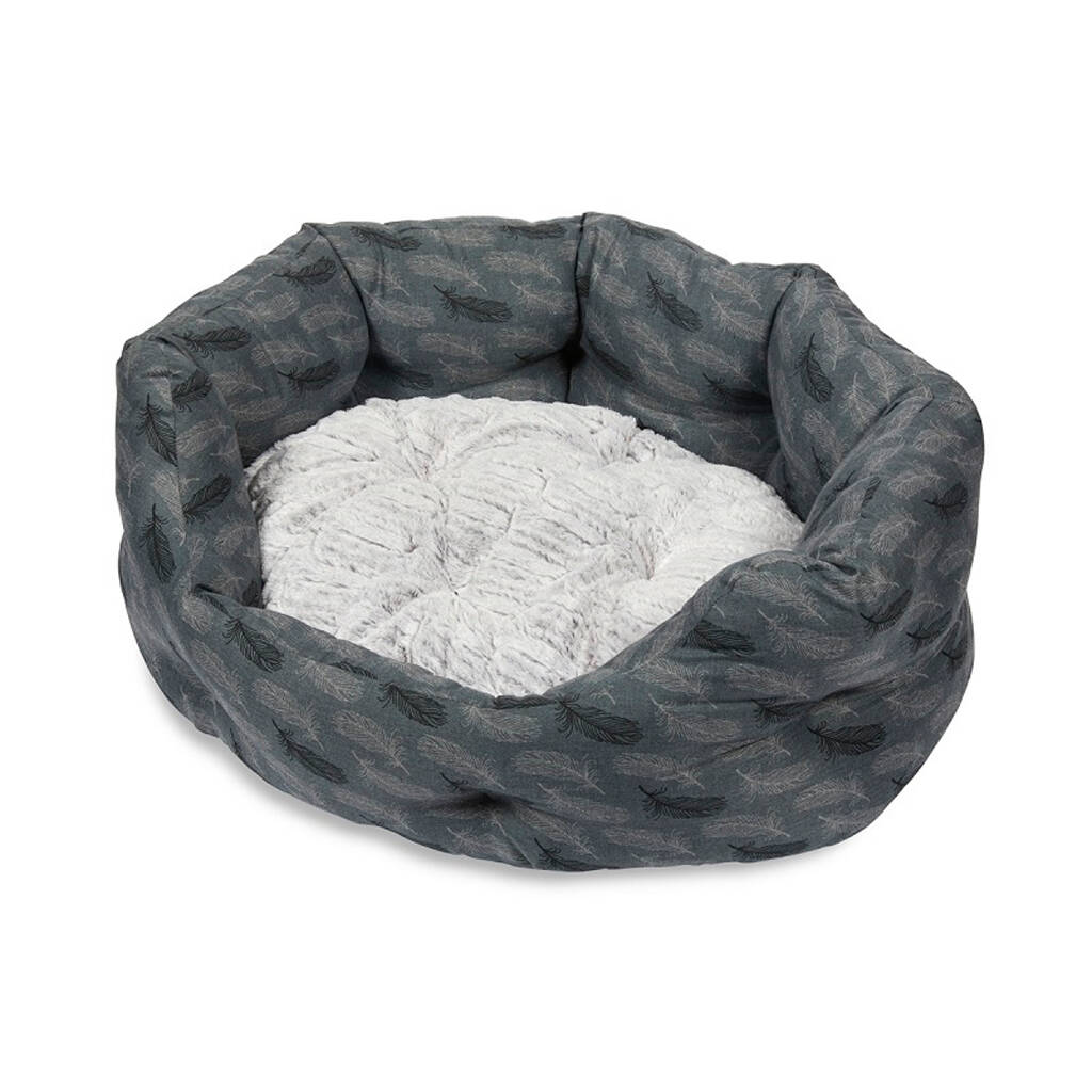Feather Print Oval Dog Bed
