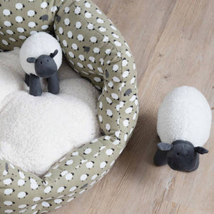 Sheep Print Oval Dog Bed